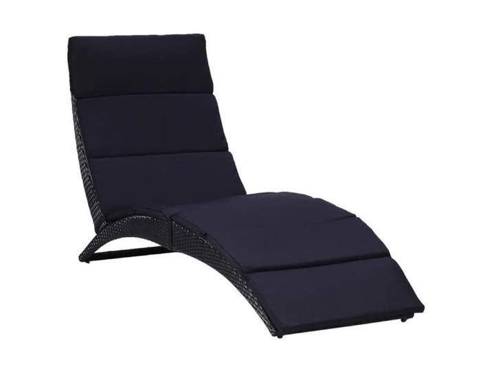 Transat avec coussin Résine tressée Noir - LIA - Pliable - Gris - Adulte