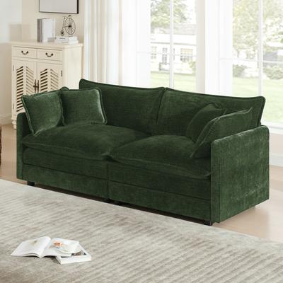 Loedds Modern Chenille 2-Seat Loveseat Sofa with Deep Seat and 4 Pillows