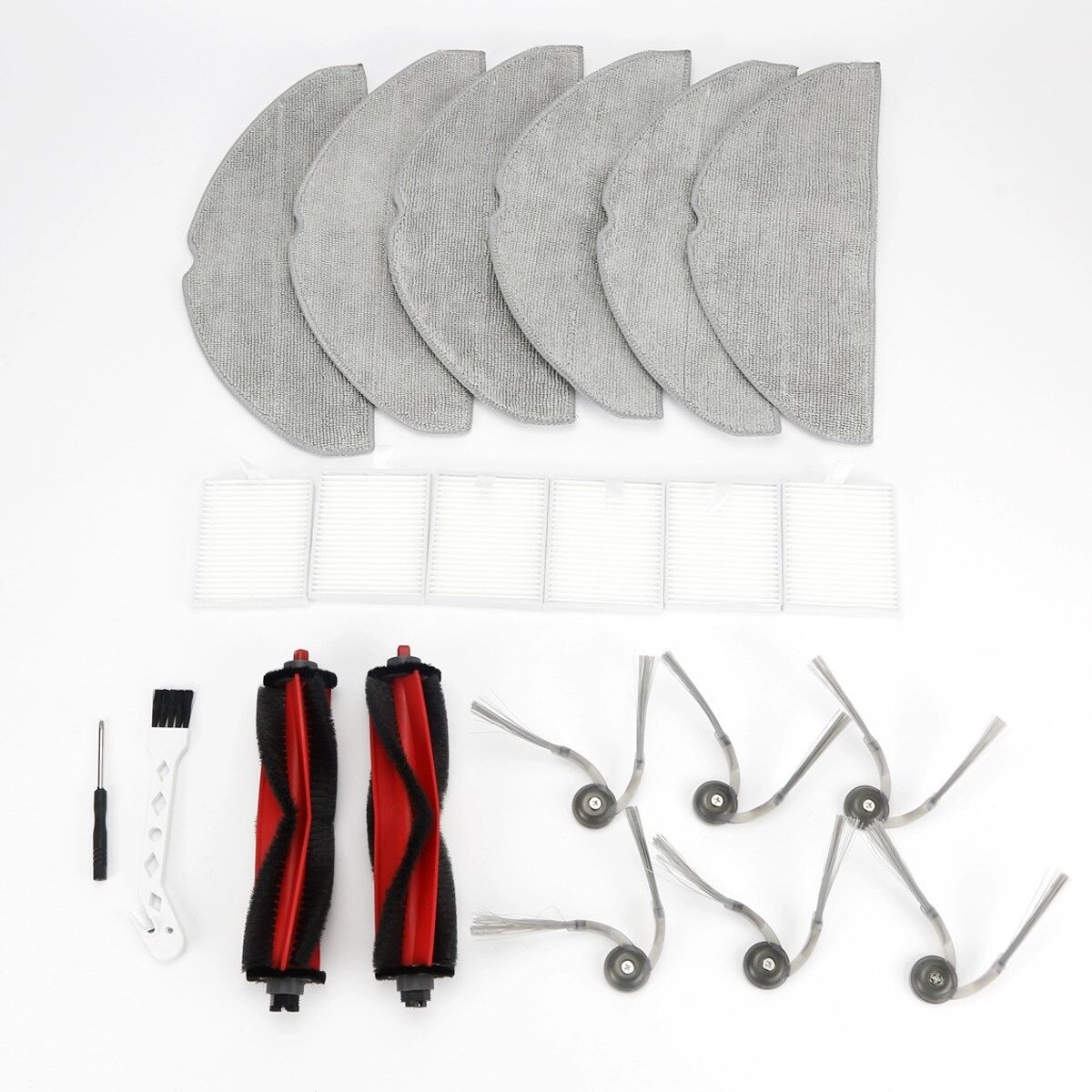 INF Roborock Q7 Ersatzteil-Set 22-teilig, kompatibel mit Roborock Q7 M5 / Q7 L5+ – 2 Hauptbürsten, 6 HEPA-Filter, 6 Mop-Pads, 6