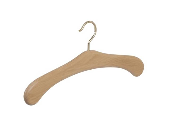 Kleiderbügel, Jackenbügel, Garderobenbügel, 8er Set, Buchenholz, Natur, Lackiert, Messinghaken, Jacke, 360° Drehbarer Haken, 45 cm (506_52_M/8)