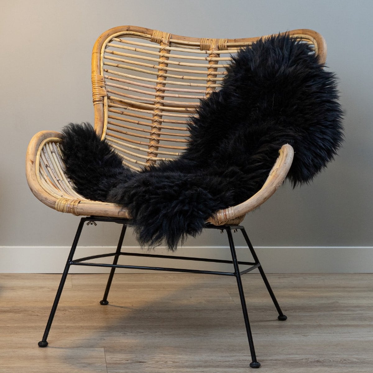WOOOL Australische Schapenvacht Zwart S - 100% Echte Schapenvacht - 90 x 50 cm