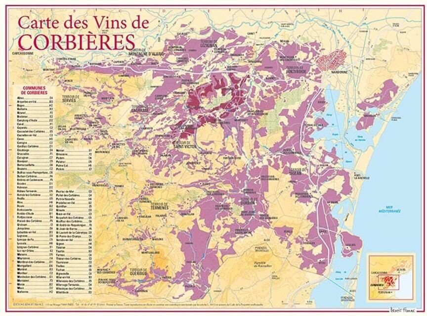 Carte des vins de Corbières   Benoit France