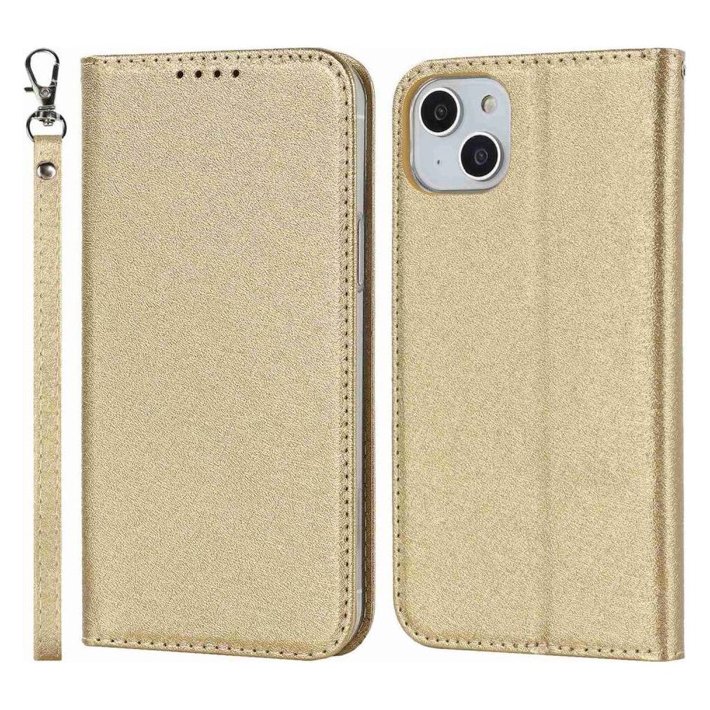 Cover-Discount iPhone 14 - Silk Texture Flip Case gold (Apple iPhone 14) (660107771D)