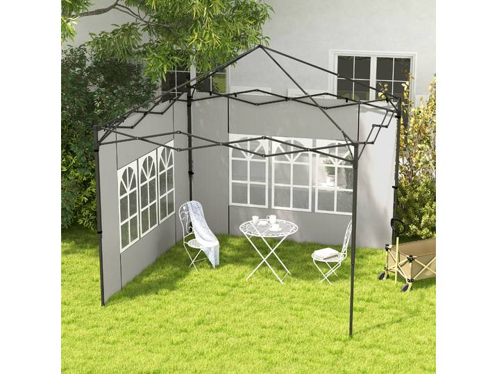 Outsunny Set 2 Pareti Gazebo 3x3/3x6m avec Fenêtres Blanc