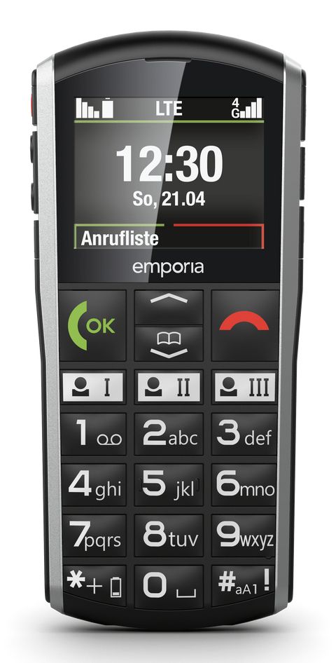 Emporia 4G Smartphone 5,08 cm (2 Zoll) Single SIM SimpliCity V27 (Schwarz, Silber) V27.LTE.V3.BK.01