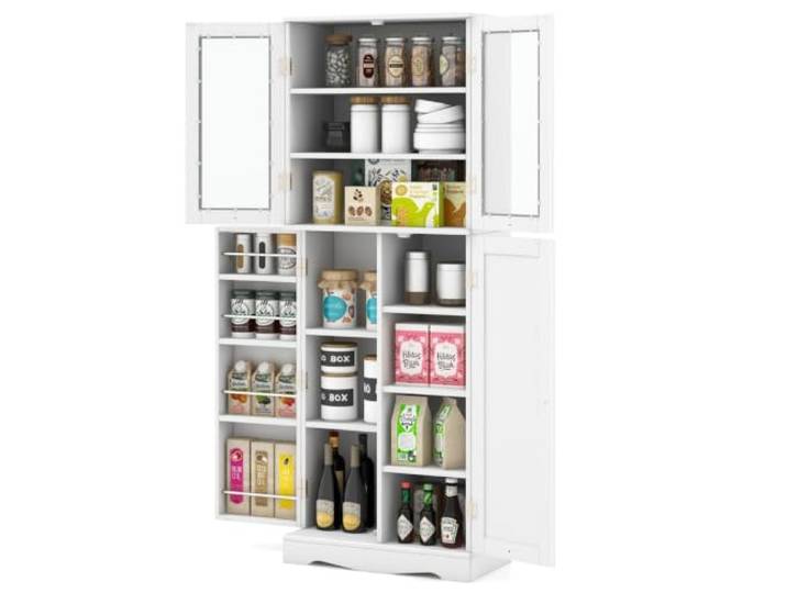 Helloshop26 Vitrine aus gehärtetem Glas, 60 x 31,5 x 161,5 cm, moderne Aufbewahrungslösung, skandinavischer Stil, aus MDF, Weiß, 20_0017596
