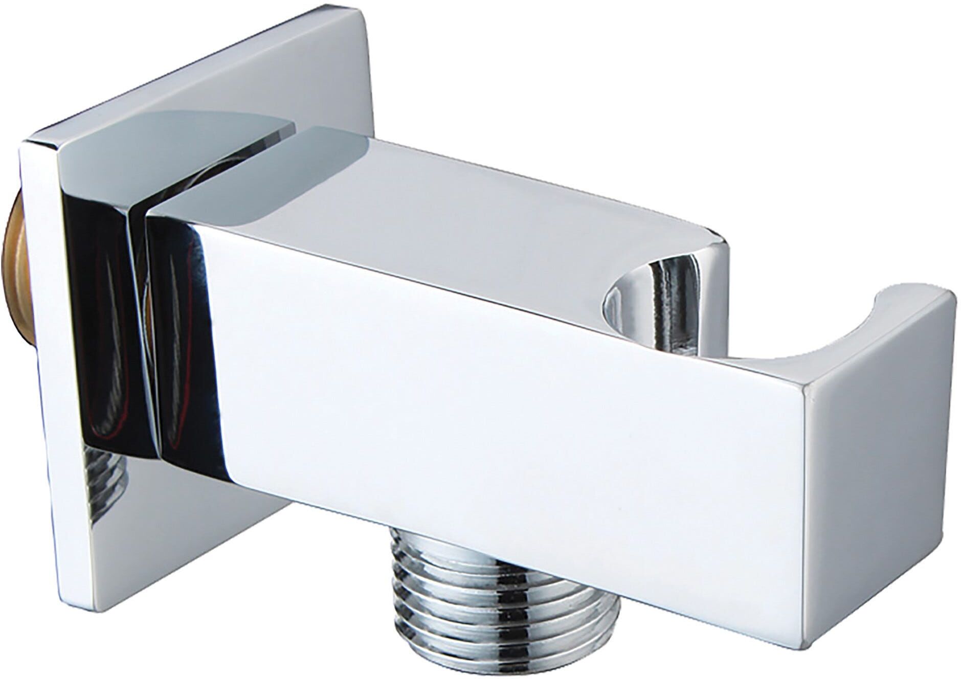 Tecnomat PRESA ACQUA TECOM QUADRA CROMO IN OTTONE M1/2" CON ROSONE E SUPPORTO PER DOCCETTA