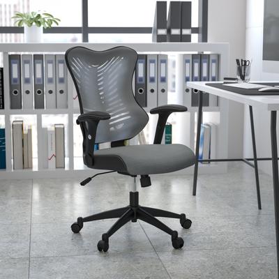 Flash Furniture High-Back Mesh Swivel Office Chair with Padded Armrests