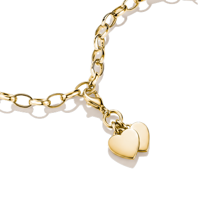 Charm-Einhänger THOMAS SABO "Doppelherz, Schmuck Anhänger Liebe für Charm-Armband - Original", gold (gelbgoldfarben), Charms, Damen, Metall