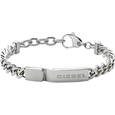 Armband DIESEL "Schmuck Edelstahl Armschmuck Panzerkette ID Armband Stacked", silber (edelstahlfarben), Armbänder, Damen, 23cm, Edelstahl, Armband