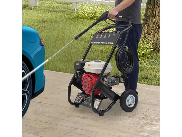 Nettoyeur haute pression monocylindre 4 temps avec pistolet de pulvérisation, nettoyeur haute pression 3,6 L, nettoyeur d'essence haute pression 56*50*81 cm