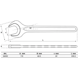 BGS Einmaulschlüssel DIN 894 SW 22 mm - 34222