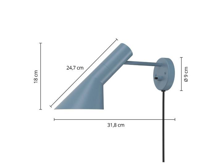 Design wandlamp AJ, blauw, Woon-/ Eetkamer, metaal, Design, Wandlamp design