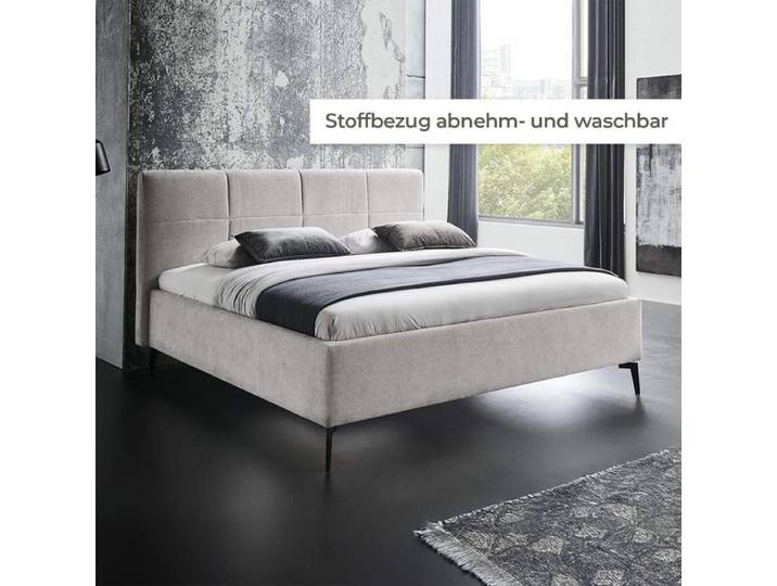 HOMELIV. Polsterbett SwitchIT Jackson Webstoff 180x200cm Hellgrau Mit abnehmbarem Bezug