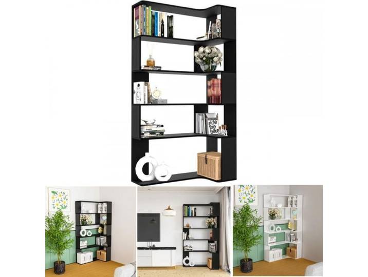 Étagère Coin Bois Massif pour Salon -XUANYU - Rangement Multifonctionnel 169 cm - Pour le salon la chambre le bureau - Noir