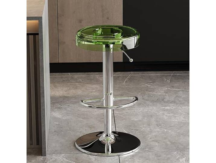 Acryl-Barhocker, Barhocker, Barhocker, Barstühle, Höhenverstellbarer Drehhocker, Küchenthekenhocker (Color : Green, Size : Silver Lifting Rod)