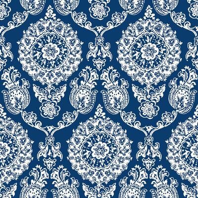 Chesapeake Helm Damask Navy Floral Medallion Wallpaper