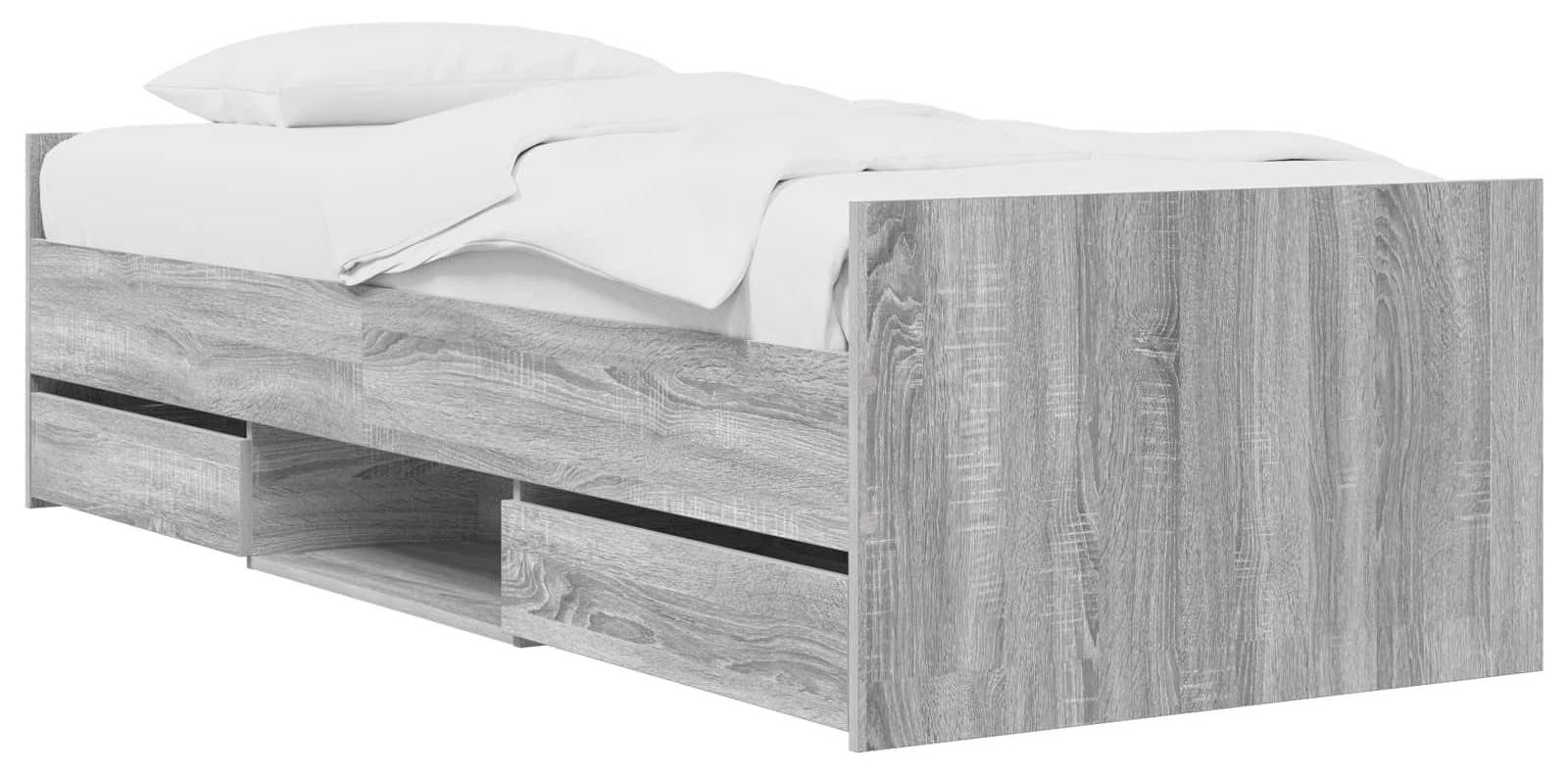 vidaXL Bedframe met lades, Grijs Sonoma, Houtvezel