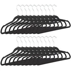 Relaxdays Kleiderbügel schmal 20er Set Samt Schwarz,Silber