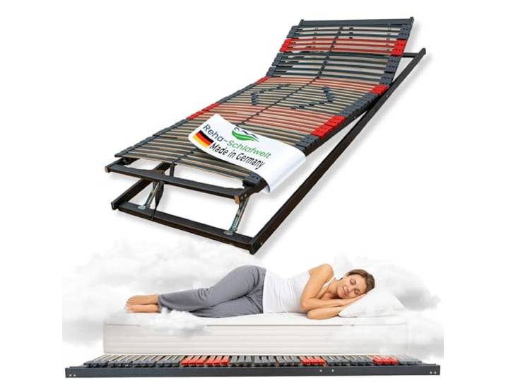 Reha-Schlafwelt 7 Zonen Lattenrost RELAXANA KF, 100x200 cm Kopf- und Fußteil verstellbar, 42 Leisten Bettenrost, stabilisierendes Mittelband, komplett Montiert sofort einsetzbar