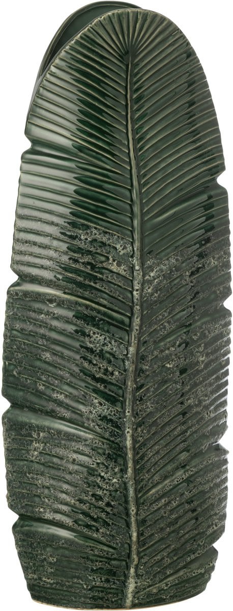 J-Line vaas Blad, steengoed, groen, large