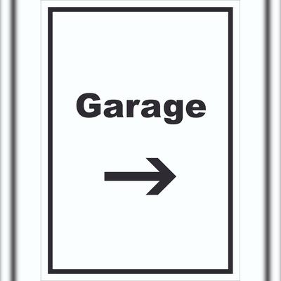 HB-Druck Garage Schild mit Text und Richtungspfeil rechts Auto Stellplatz hochkant A5 (148x210mm)