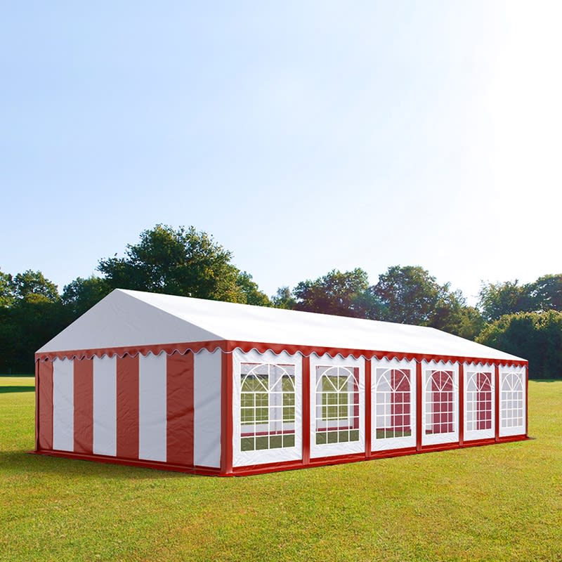 TOOLPORT 6x12m Partyzelt, PVC-Plane, rot-weiß - (6059)