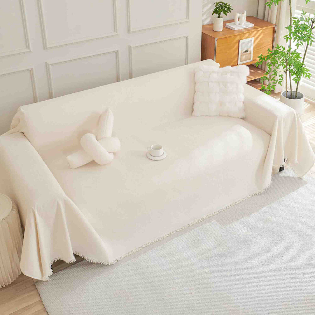 Ebern Designs Sofa Slipcover Beige 380cm H X 180cm W