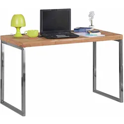PC Tisch aus Akazie Massivholz Metall verchromt