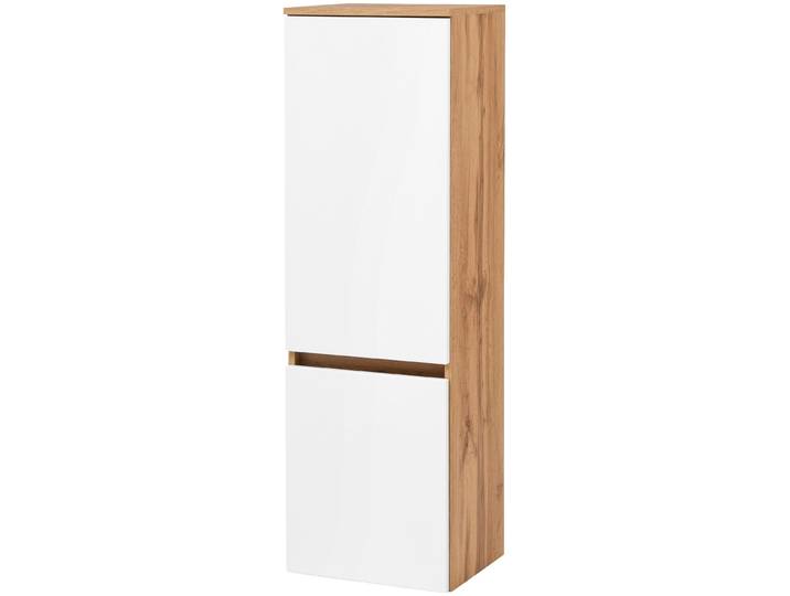 Midischrank WELLTIME Kaunas , weiss (matt weiß, wotaneiche), B:40cm H:130cm T:35cm, Holzwerkstoff, Schränke, Midischrank, 40 cm breit, Soft-Close-Funktion