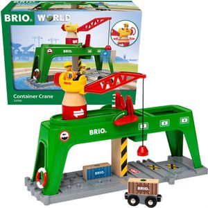 BRIO Spielzeugeisenbahn-Zubehör World 33996, Bahn Verlade-Terminal mit Figur und 2 Containern