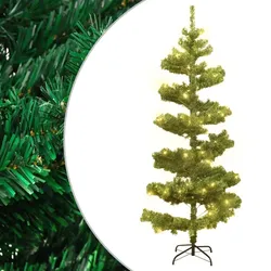 vidaXL Spiral-Weihnachtsbaum mit Beleuchtung und Ständer Grün 150 cm