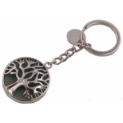 Schlüsselanhänger FIRETTI "Schmuck Geschenk Lebensbaum", Damen, grün (edelstahlfarben, grün), Edelstahl, Basic, Schlüsselanhänger Schlüsselanhänger, mit Rosenquarz, Türkis, Aventurin, Howlith oder Onyx