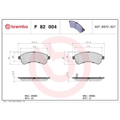 Brembo Bremsbelagsatz, Scheibenbremse [Hersteller-Nr. P82004] für Tata