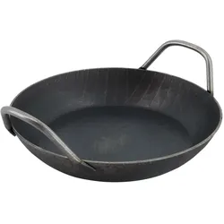 Turk Servierpfanne schmiedeeisern mit 2 Griffen Ø24cm mit extra hohem Rand schwarz, Pfanne + Kochtopf, Schwarz