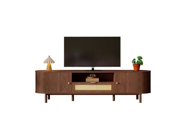muvano TV-Schrank TV-Schrank modern minimalistisch mit Rattan-Schubladen 175cm