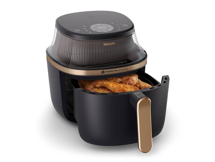 PHILIPS Heißluftfritteuse Airfryer 3000 NA332/00, mit 6.2L, Sichtfenster , schwarz (schwarz, kupfer), B:32,4cm H:30,3cm T:43,6cm, Fritteusen, RapidAir Plus Technologie und 16 Kochfunktionen; Schwarz/Kupfer, Heißluftfritteuse
