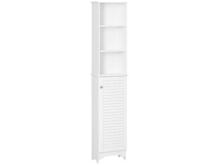 ComfortXL Hochschrank De-12346 mit Jalousietür und 3 Nischen Weiß, 50.8x419.1x86.36 cm, Badezimmer, Badmöbel, Hochschränke