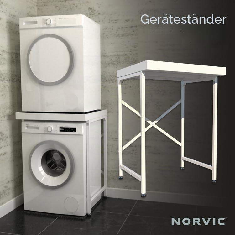Zwischenbaurahmen | Universal Stacking Kit mit Anti-Kipp-Sockel für Waschmaschine, Wäschetrockner, Geschirrspüler - Platzsparender Sockel für Bad, Wäscherei, Hauswirtschaftsraum (Weiß)