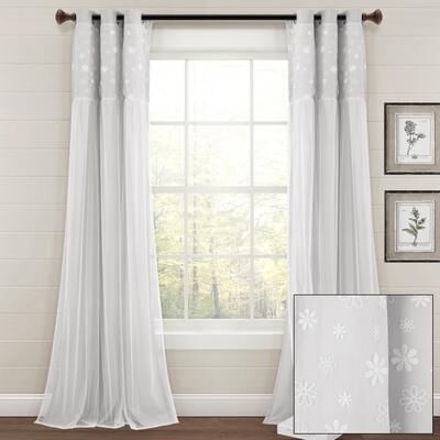 Lush Decor Dylin Flower Embroidery Window Curtain Panel Single