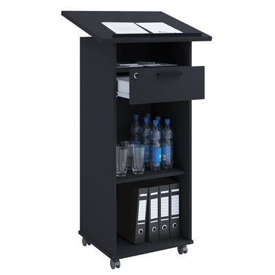 Bürowagen VCM "Holz Stehpult Rednerpult Stehtisch Rollen Melta", schwarz, B:60cm T:50cm, Tische, Bürowagen