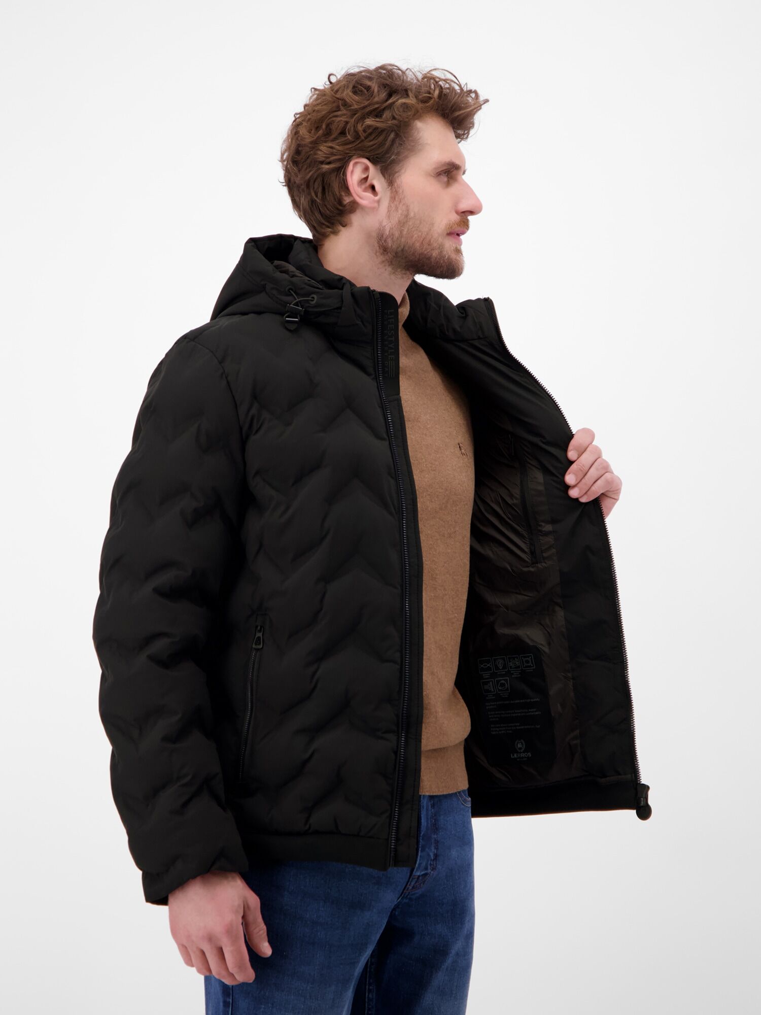 Steppjacke LERROS "Herren Funktions-Steppjacke", Herren, Gr. XXL, schwarz, 100% Polyester, Jacken Steppjacke schwarz XXL