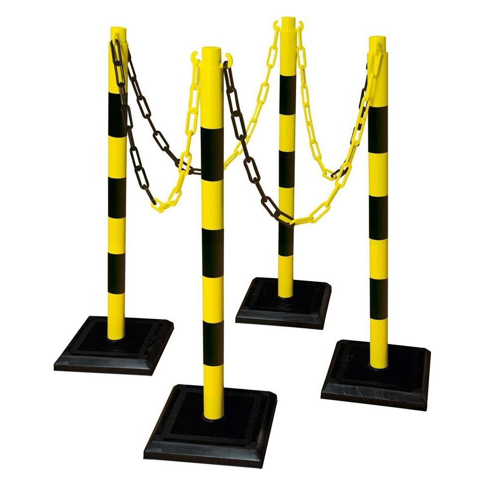 Moravia GUARDA-PLUS Kettenständer-Set gelb-schw. Bestehend aus: 4 Ständern, 12.5 m Kette (175.22.063)