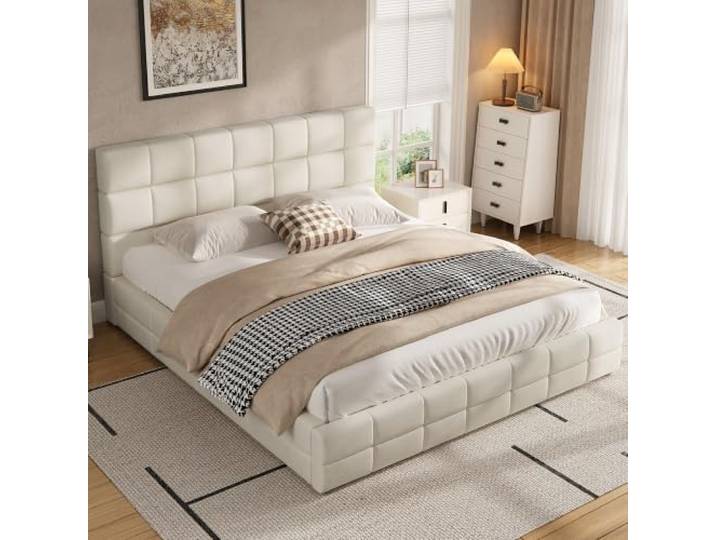 BXEYXE 180x200 gepolstertes Plattformbett, Beige