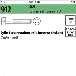 Zylinderschraube DIN 912 Innen-6kt M5x10 10.9 galv.verz. 500St.