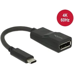 Delock Monitoradapter USB Typ-C zu Displayport (DisplayPort), Video Adapter, Schwarz