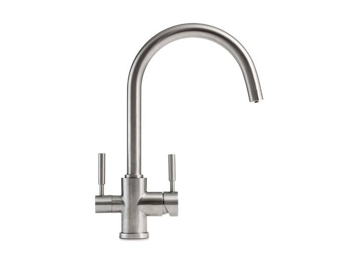 DreamFilters Küchenarmatur Drei-Wege-Wasserhahn aus Edelstahl mit Wasserfilteranschluss Eingebautes System zur Wasserbelebung durch Verwirbelung.