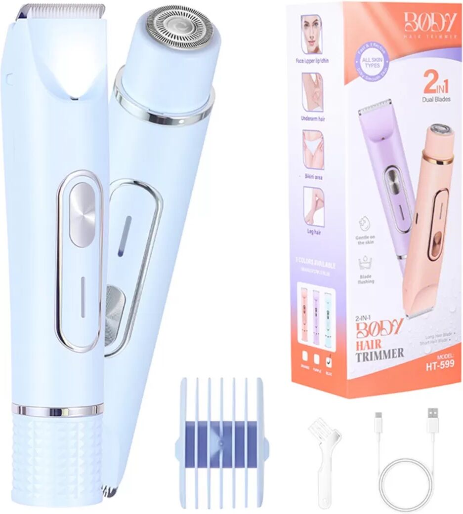 INF 2-in-1 Dual Head Elektrorasierer & Bikini Trimmer für Frauen - Tragbar & Wiederaufladbar Blau