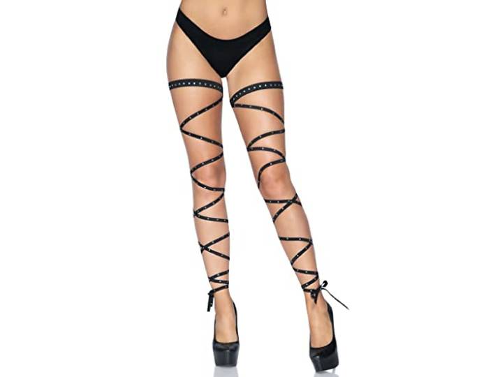 Leg Avenue Rhinestone garter leg wraps, One Size (Zwart)