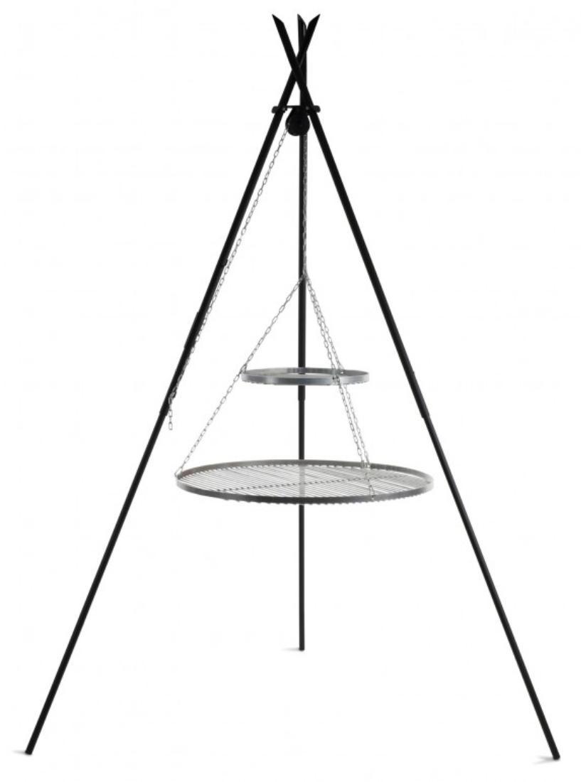 Schwenkgrill "TIPI" 210 cm - Doppelrost aus Edelstahl 70 cm + 40 cm
